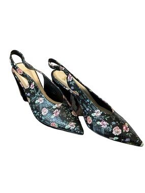 🧡 Butter Italy Black Floral Pointed Slingback Pumps Never Worn 🧡
